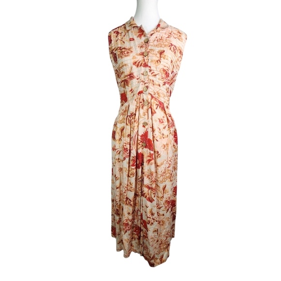 April Cornell Floral Midi Dress - Red and Cream - Picture 4 of 12